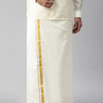 Men Cream-Coloured Pure Silk Dhoti 1