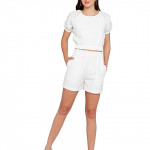 Solid White Elasticated Women's Short Pant