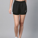 Women Black 2-In-1 Solid Dri-Fit Running Shorts