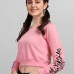 Full Sleeve Embroidered, Solid, Embellished Women Sweatshirt