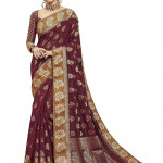 Women's Chanderi Cotton Silk Saree with Blouse Piece