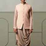 Blush Cowl Kurta Set With Nehru Jacket