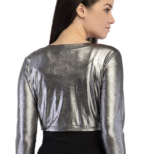 Women Jacket Style 3/4 Sleeve Silver Shrug
