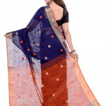 Womens Pure Cotton Traditional Bengali Tant Handloom Cotton Saree Round Desigined With Blouse Piece