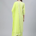 Women's Cotton Blend Staright Kurta with Palazzo & Dupatta