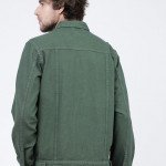 Men Green Solid Denim Jacket