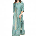 Women's Light blue  Poly Silk Ethnic Dress