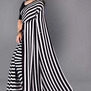 Striped Daily Wear Georgette Saree