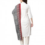 White Color Cotton Straight Lining Printed  Kurta for Women with Dupatta