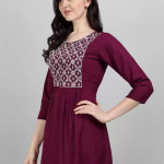 Party Regular Sleeves Embroidered Women Purple Top