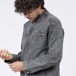 Men Grey Solid Jacket