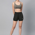 Women Black 2-In-1 Solid Dri-Fit Running Shorts