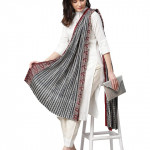 White Color Cotton Straight Lining Printed  Kurta for Women with Dupatta