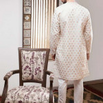 Dua Men White & Gold Toned Woven Design Jashn Kurta with Pyjamas