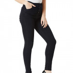 Women's Black Skinny Fit High Rise Clean Look Regular Length Stretchable Denim Jeans