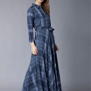 Women Navy Blue Printed Maxi Dress