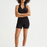 Women Black Cotton Jersey Cycling Shorts