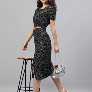 Women Black Printed Co-ordinate Sets Dress