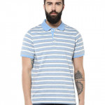 Polo Collar Cotton Poly Striped T-Shirt for Men