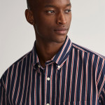 Men Navy Blue Classic Boxy Striped Casual Shirt
