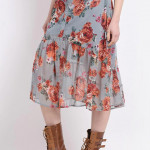 Floral Print Flared Skirt