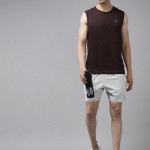 Men Maroon with Melange Effect Solid Active Fit T-shirt