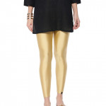 Women Ankle Length Shimmer Legging(gold)