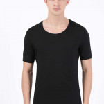 Men Black Solid Half Sleeve Thermal Innerwear Vest