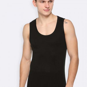 Men Black Solid Thermal Vest