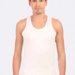 Men Off White Solid Cotton Thermal Top