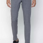 Slim Fit Men Grey Polyester Blend Trousers