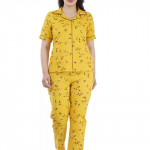 Women Printed Yellow Night Suit Set