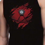 Men Black & Red Iron Man Of War Printed Innerwear Vest