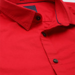 Men Red Pure Cotton Solid Slim Fit Casual Shirt