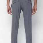Slim Fit Men Grey Polyester Blend Trousers