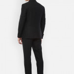 Men Black Self-Design Slim-Fit Three Piece Suit