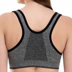 Women's Front Zipper Lightly Padded Non-Wired Sports Bra with Removable Pads