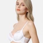 Woman Lingerie and Athleisure-Cotton Lace Tipped Antibacterial Bra