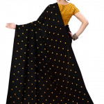 Polka Print Daily Wear Georgette Saree  (Yellow, Black)