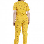 Women Printed Yellow Night Suit Set