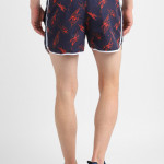 Men Navy Blue & Red Logo Printed Sports Shorts