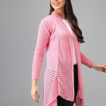 Woolen Open Front Hem Long Sleeves Shrug for Women and Girls