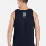 Men Navy Blue & Grey Printed Gym Vest