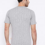 Men Charcoal Grey Striped Thermal Top