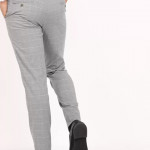 Slim Fit Men Grey Polyester Trousers