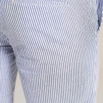 Men Blue & White Striped Slim Fit Cotton Shorts