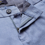 Men Blue Self Design Slim Fit Mid-Rise Regular Trousers