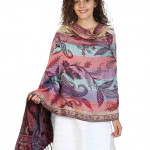 Knitted Shawl with Woven Motifs