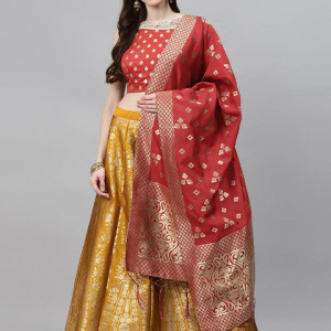 Floral Pattern Lehenga Choli Set with Dupatta