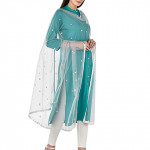 Dupatta Bazaar Women Embellished Silver Net